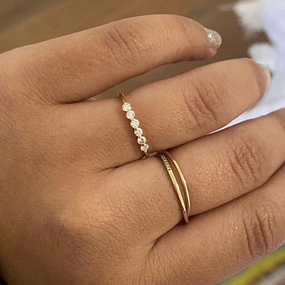 Brilliant Floating 14K/ Diamond Stacker Ring - Picture 6 of 7